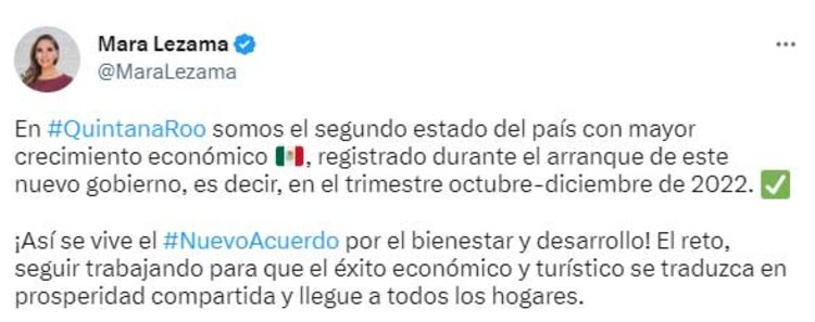 El mensaje de Mara Lezama en redes sociales