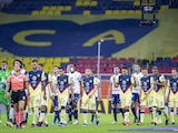 Jugadores del América previo a su duelo ante el Pachuca en la fase regular del Torneo Guard1anes 2021 de la Liga MX.