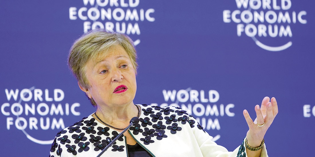 Kristalina Georgieva, directora gerente del FMI, durante el Foro Económico Mundial, en Davos, Suiza.