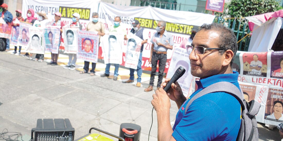 El activista Vidulfo Rosales, en un mitin en la CDMX, en imagen de archivo.