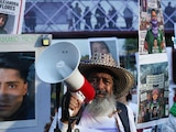 Aspecto de una marcha de familias buscadoras en la Ciudad de México.