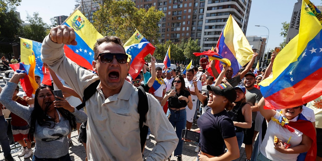 Venezolanos festejan la captura de el presidente Nicolas Maduro
