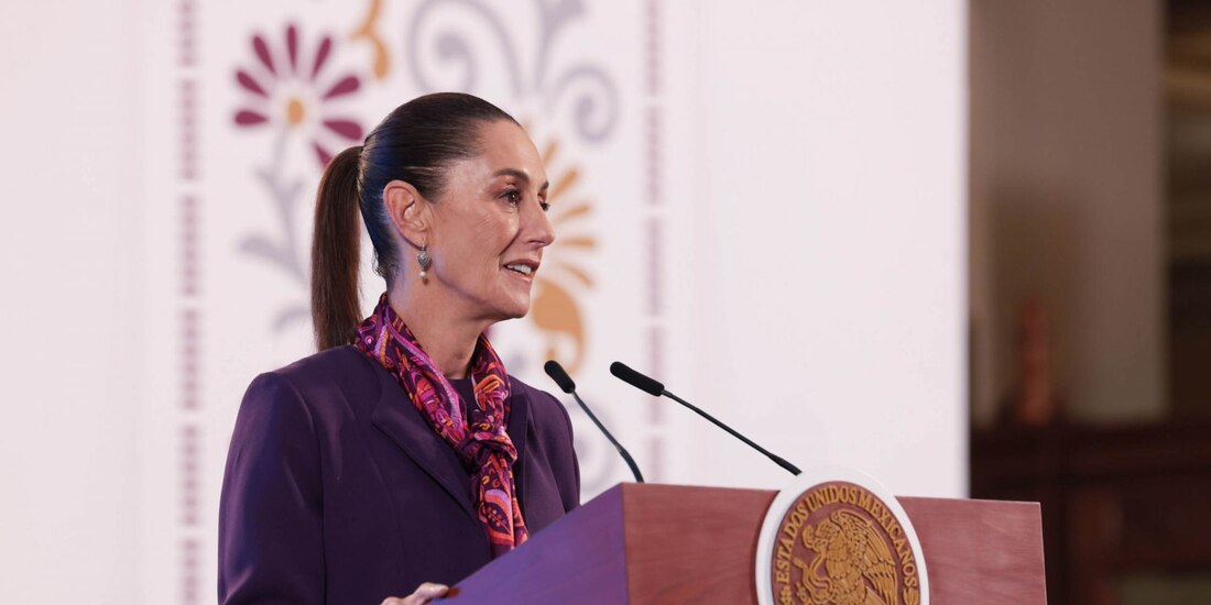 La Presidenta Claudia Sheinbaum Pardo durante la Mañanera del Pueblo
