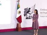 Claudia Sheinbaum, en conferencia sobre el proyecto Oasis de BC, ayer.
