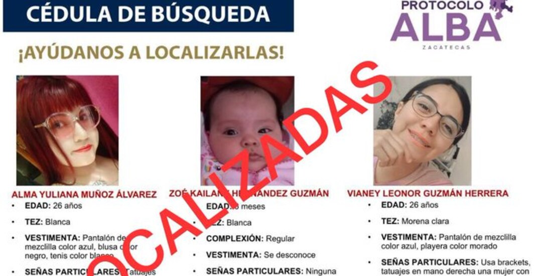 Localizan con vida a las dos mujeres y una menor de seis meses secuestradas en Fresnillo, luego de 4 días de intensa búsqueda