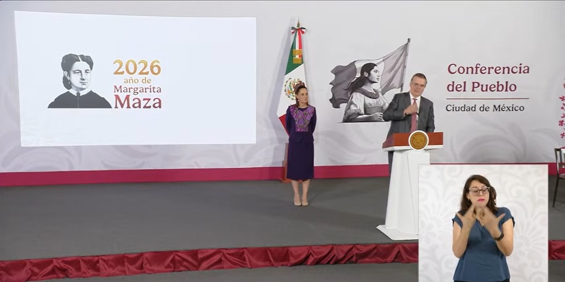 Marcelo Ebrard este jueves en Palacio Nacional, junto a la Presidenta Sheinbaum.