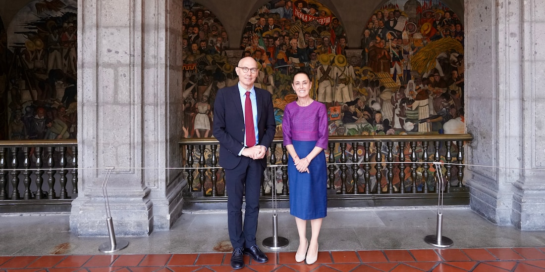 La Presidenta Claudia Sheinbaum y el Alto Comisionado de la ONU para los Derechos Humanos, Volker Türk.