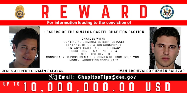Estados Unidos ofrece recompensa de 10 millones de dólares por "Los Chapitos".