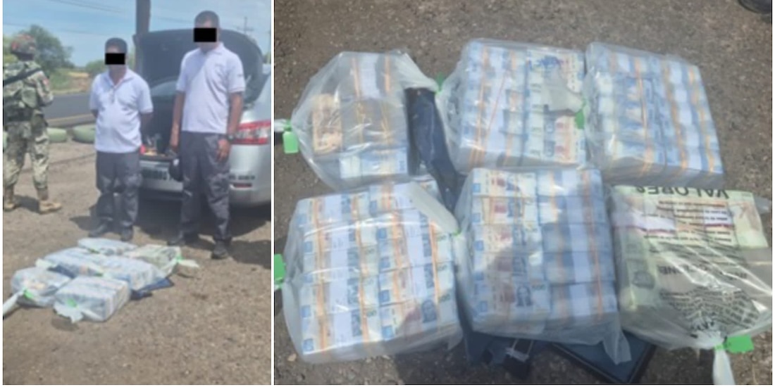 Detenidos con más de 20 millones de pesos en efectivo en Sinaloa.