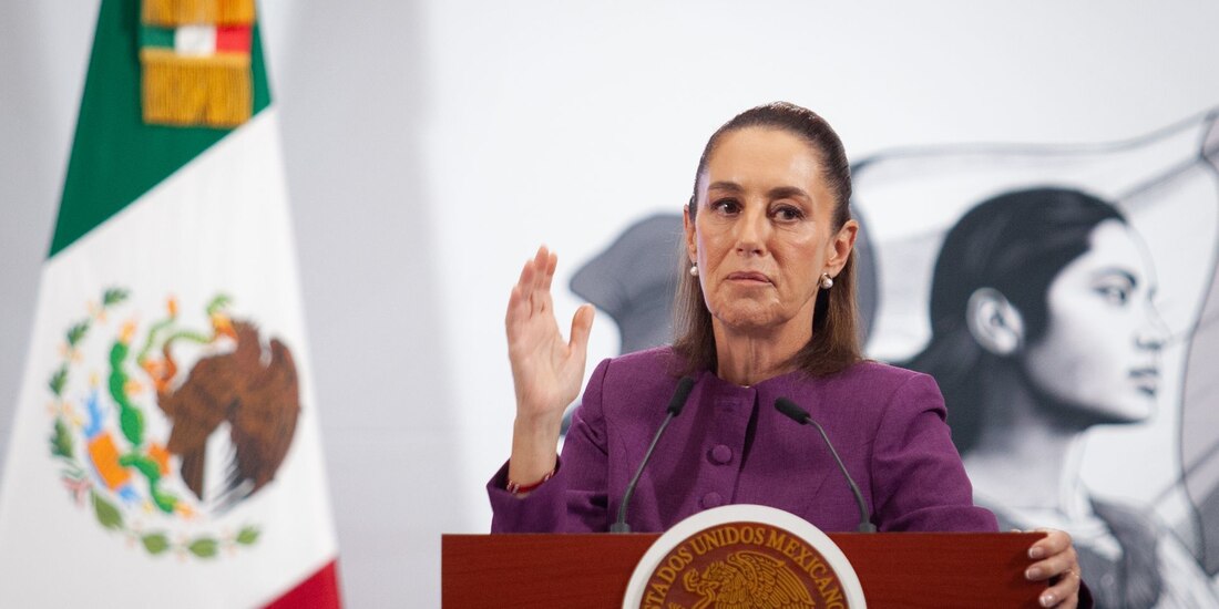 La Presidenta Claudia Sheinbaum durante su conferencia matutina del 28 de abril 2025