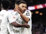 Mbappé celebra tras anotar de penalti el primer gol del Real Madrid el sábado pasado.