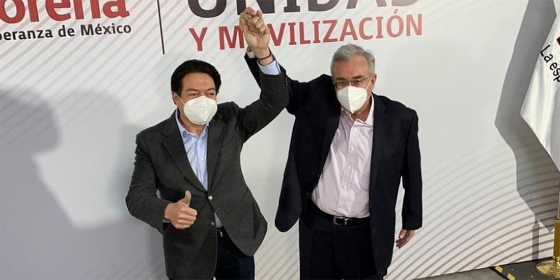 Rubén Rocha Moya, con Mario Delgado.
