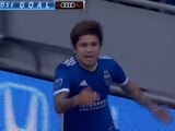 Javier "Chofis" López festeja el gol del empate momentáneo del Earthquakes contra el Red Bull en el comienzo de la campaña de la MLS