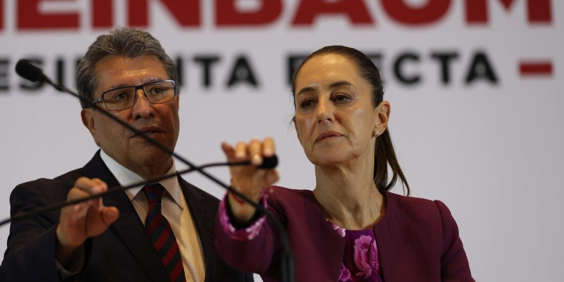 La presidenta electa, Claudia Sheinbaum y Ricardo Monreal, coordinador de la bancada de Morena en el Senado.