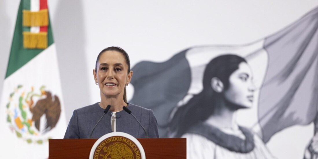 La Presidenta Claudia Sheinbaum, ayer, en conferencia de prensa.