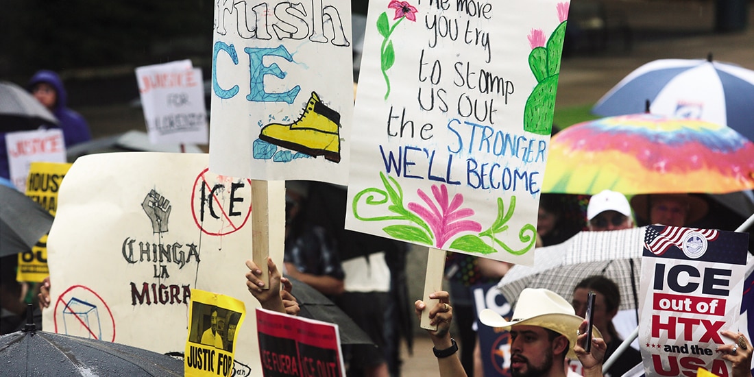 Protesta contra las redadas del ICE, el pasado 11 de julio, en Houston, Texas.