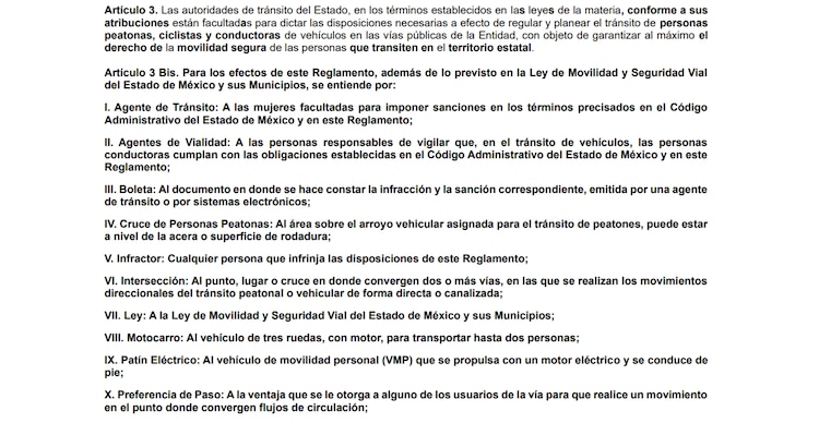 Reformas al reglamento de tránsito