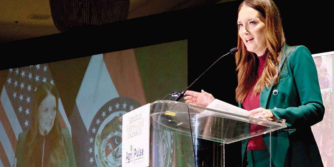 Brooke Rollins, secretaria de Agricultura de EU, ayer, en el Foro de Perspectivas Agrícolas.