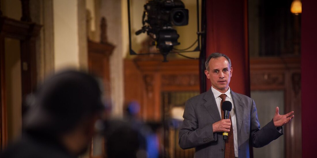 Hugo López-Gatell durante la conferencia de hoy.