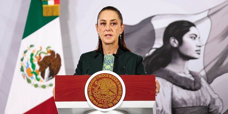 La Presidenta Claudia Sheinbaum, ayer, en conferencia de prensa.
