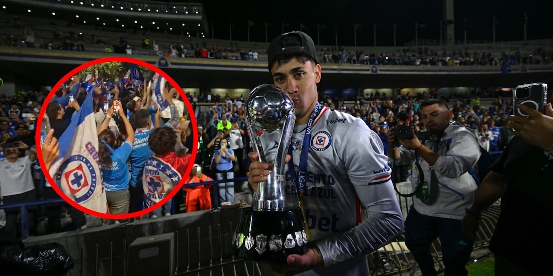 Fans del Cruz Azul festejan en el Ángel