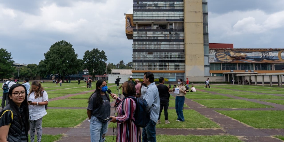 Poca convocatoria a protesta de aspirantes a la UNAM contra examen de control, el 10 de agosto de 2026.