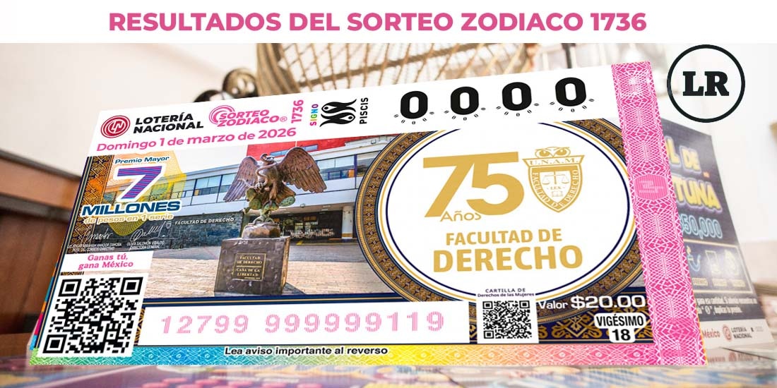 Resultados Sorteo Zodiaco 1736 del 1 de marzo del 2026 de Lotería Nacional..