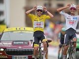 Isaac del Toro celebra al finalizar la etapa 20 del Tour de France