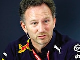 Christian Horner en una conferencia de prensa en 2023, con Red Bull.