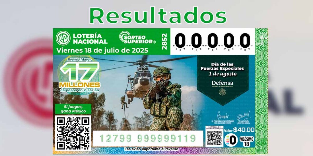 Resultados del Sorteo Superior 2852 del 18 de julio del 2025.