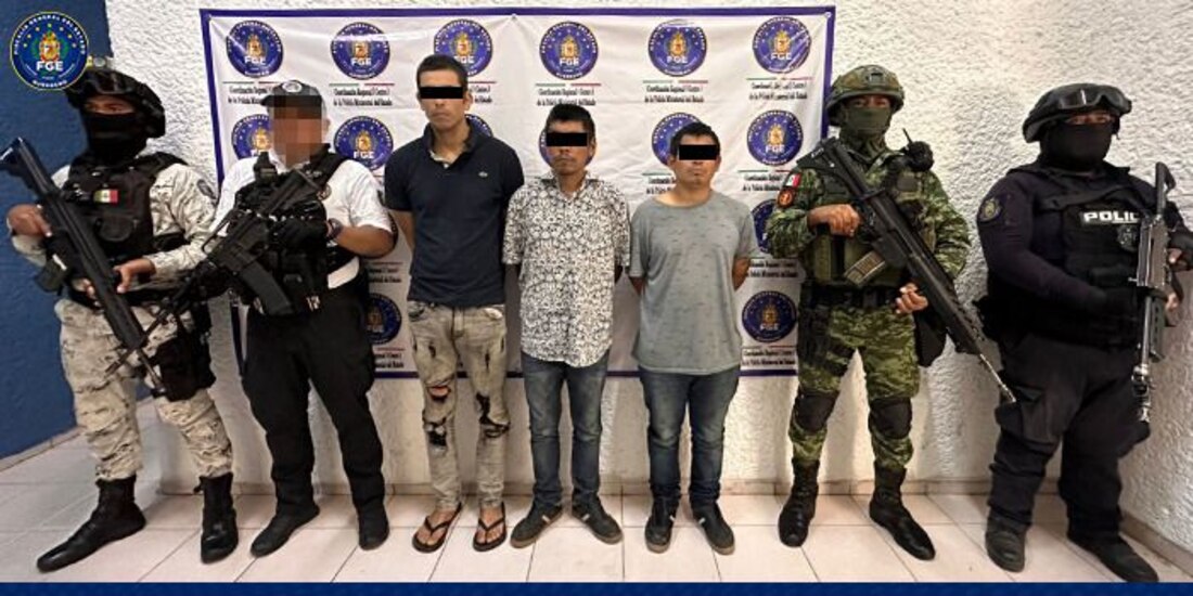 Tres presuntos integrantes del Cártel Independiente de Acapulco, detenidos por homicidio en Acapulco.