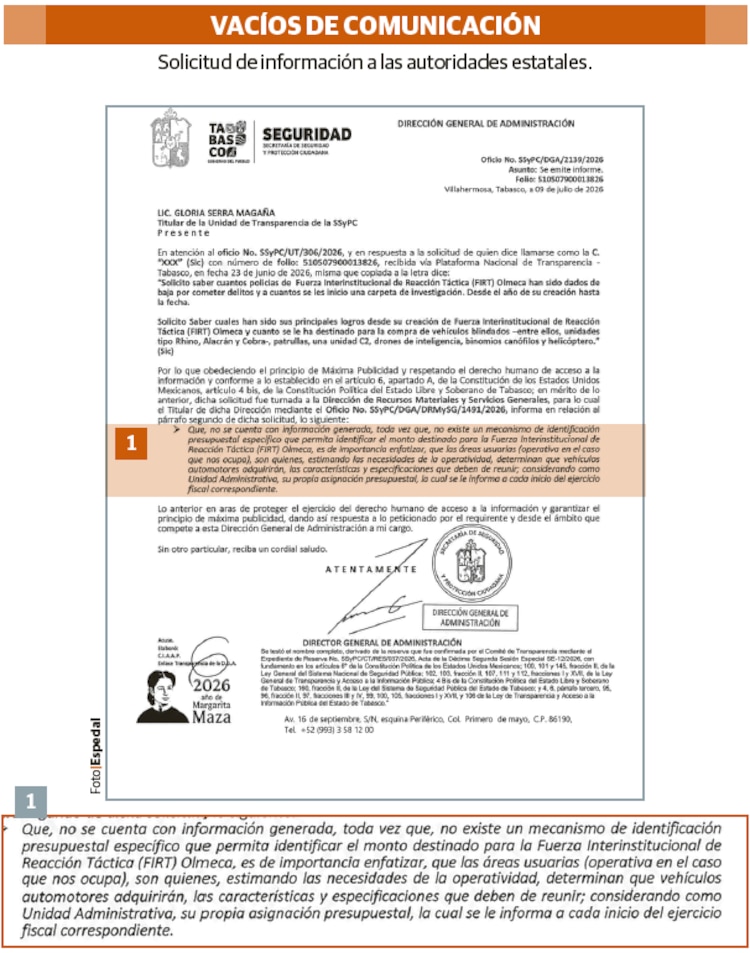 RESPUESTA de las autoridades de Tabasco ante la petición de La Razón.