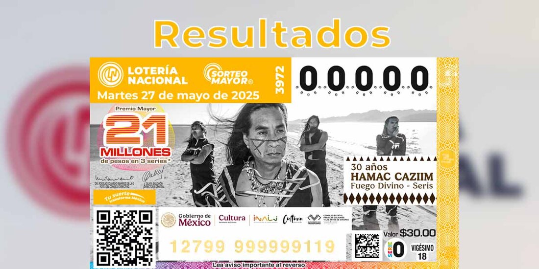 Resultados Sorteo Mayor 3972 del 27 de mayo del 2025 de Lotería Nacional.
