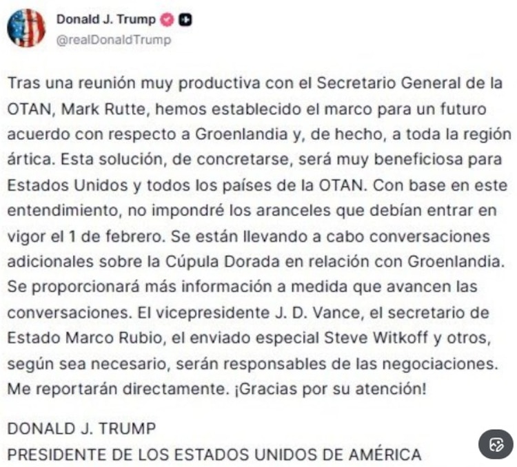 Mensaje de Donald Trump.