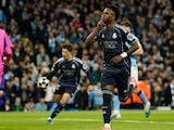 Vinícius festeja su gol en la vuelta de octavos de final de Champions League entre Real Madrid y Manchester City.