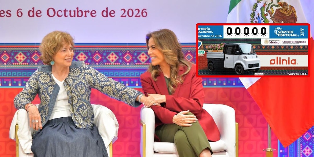 Lotería Nacional lanza billete del auto eléctrico mexicano Olinia.