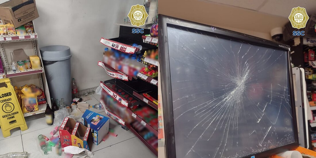 Destrozos en establecimiento comercial de Miguel Hidalgo.