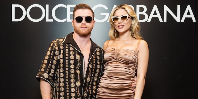 Saúl “Canelo” Álvarez junto con su esposa Fernanda Gómez en Milano