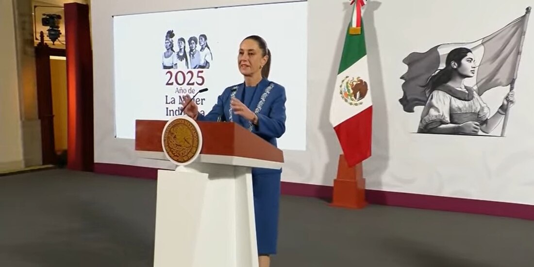 Claudia Sheinbaum este miércoles en la Mañanera del Pueblo.