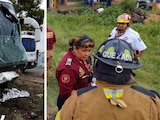 Camión pierde el control y sale de la autopista México - Pirámides; reportan varios lesionados.