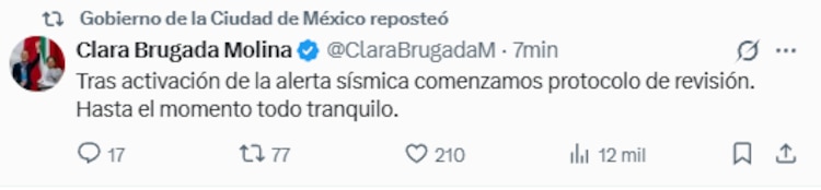 Tras la activación de la alerta, comenzó el protocolo de revisión