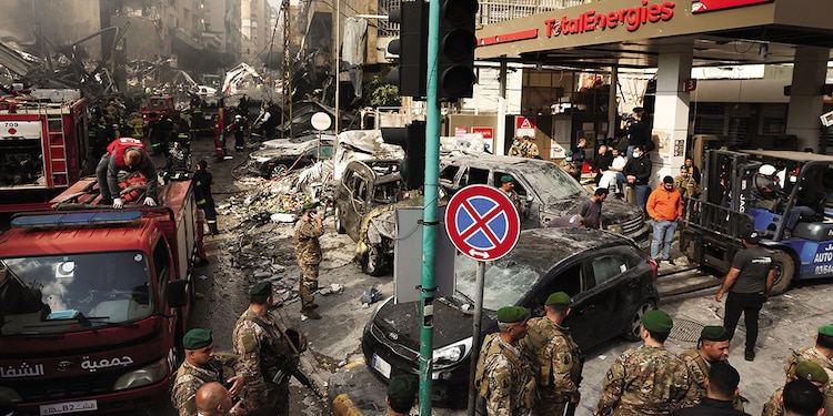 Aspecto del ataque israelí en Beirut, ayer