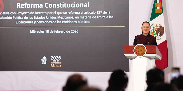 La mandataria federal, ayer, en conferencia de prensa en Palacio Nacional.