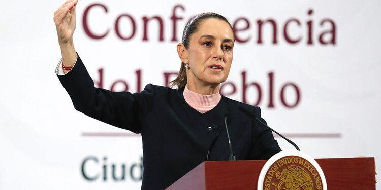 La Presidenta durante su conferencia matutina en Palacio Nacional, ayer.
