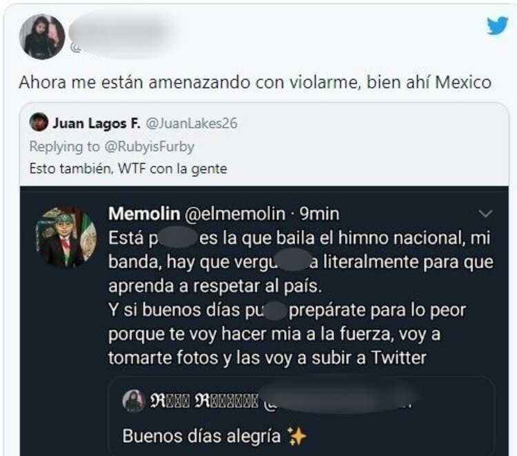 Amenazas que recibe la joven