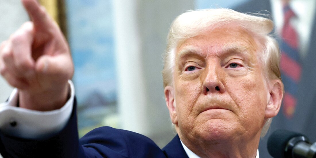 El presidente de Estados Unidos, Donald Trump, ayer en su mensaje a los medios.