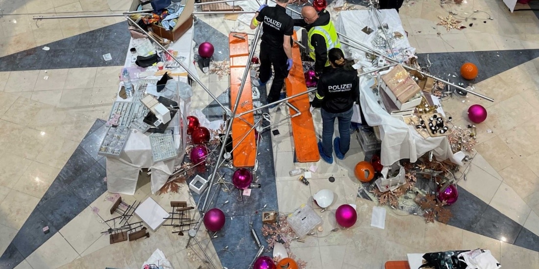Adornos navideños cayeron del techo de un centro comercial en Suiza y dejaron varios heridos