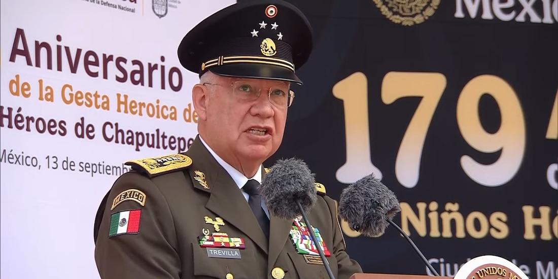 General Ricardo Trevilla, titular de la Secretaría de la Defensa Nacional, en su discurso durante la ceremonia de Aniversario.