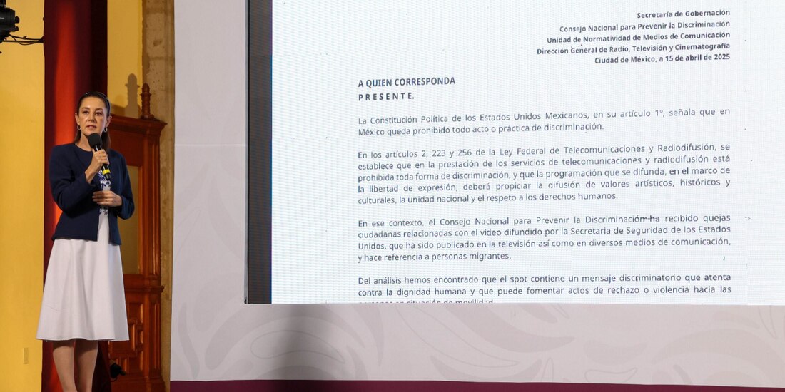 La presidenta Claudia Sheinbaum, ayer, en conferencia.