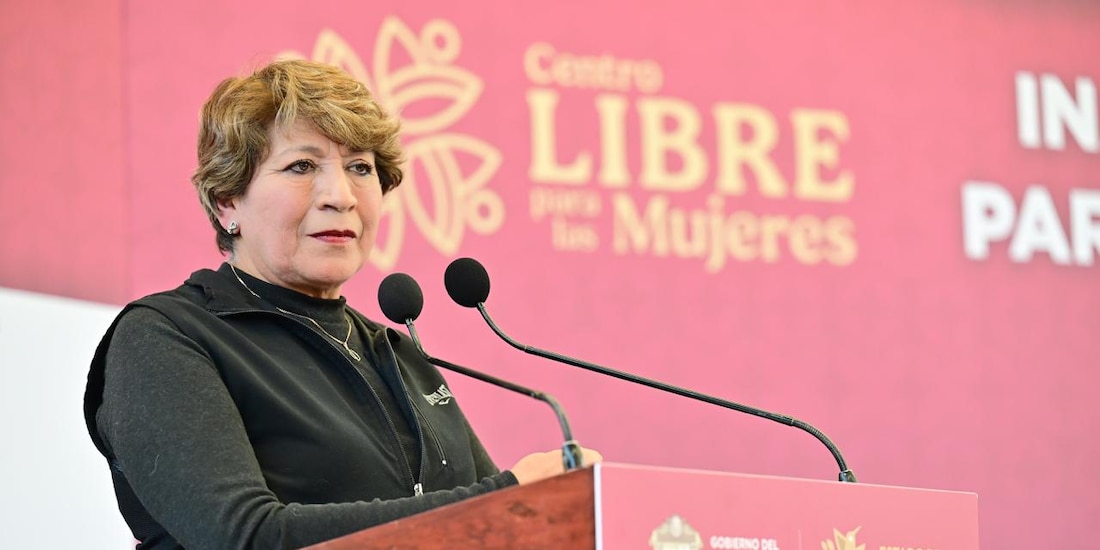 La Gobernadora Delfina Gómez Álvarez durante la inauguración del nuevo Centro LIBRE en el municipio de Santo Tomás.